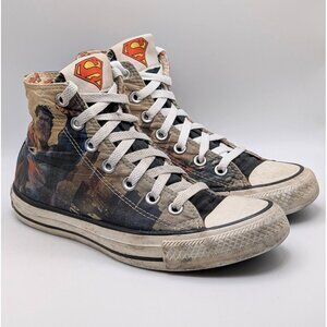 Converse All Star DC Comics Superman Boys Size 4 Women's Size 6 High Top Chucks
